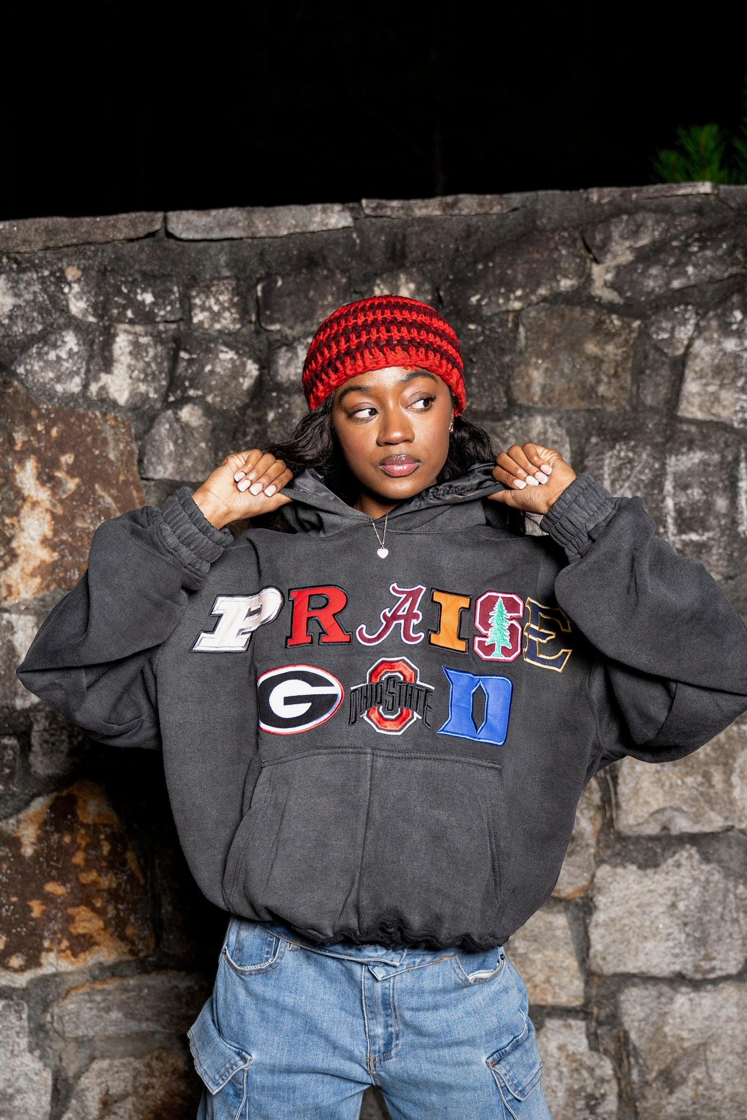 Praise GOD College Hoodie - Black