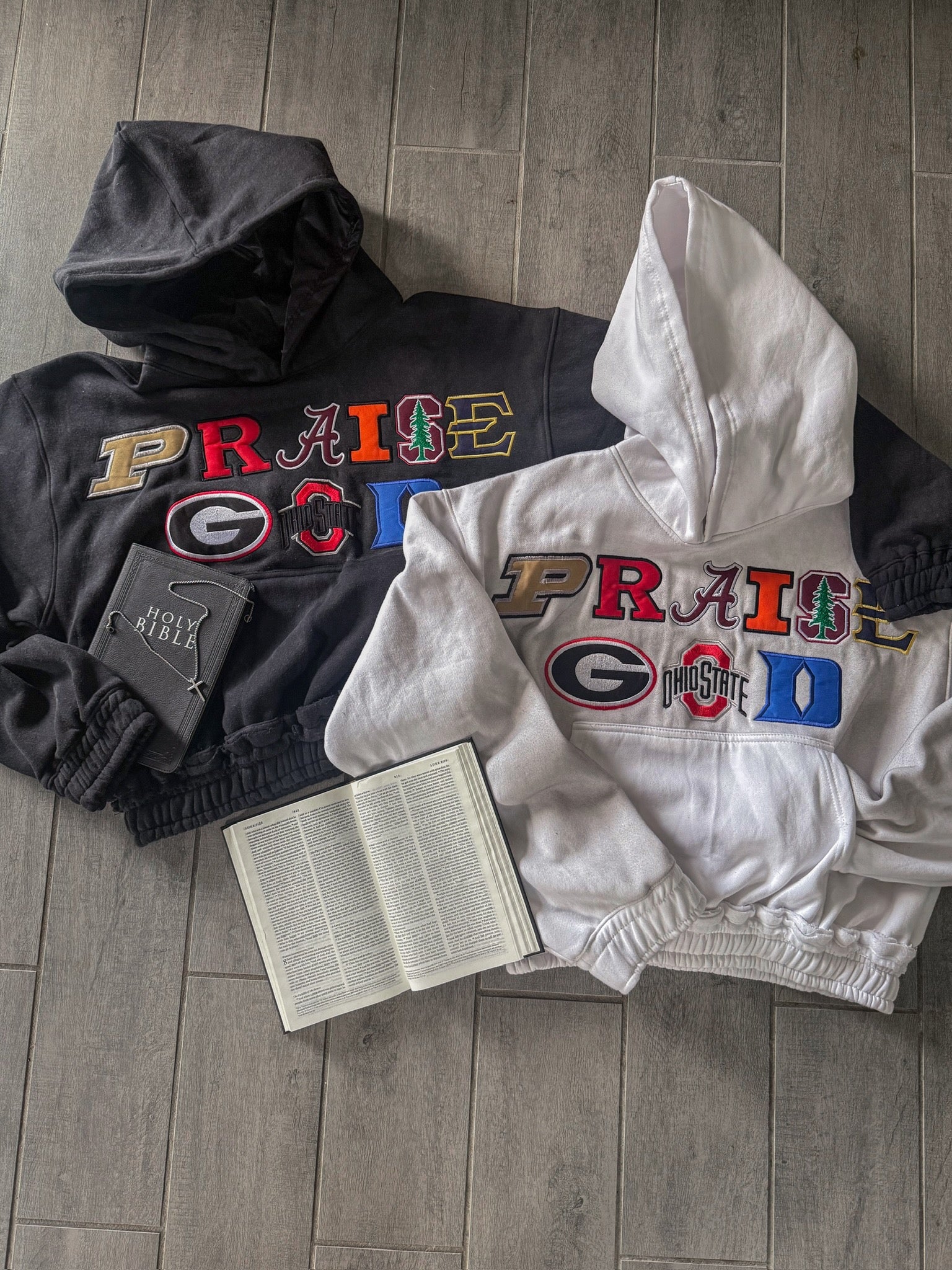 Praise GOD College Hoodie - White
