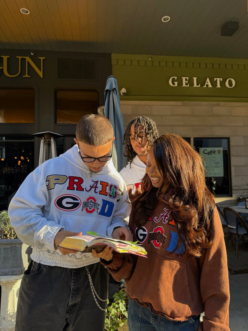 Praise GOD College Hoodie - Brown