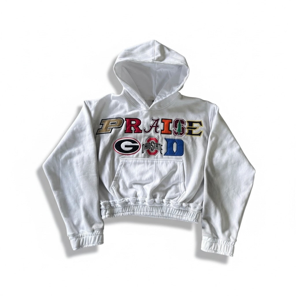 Praise GOD College Hoodie - White