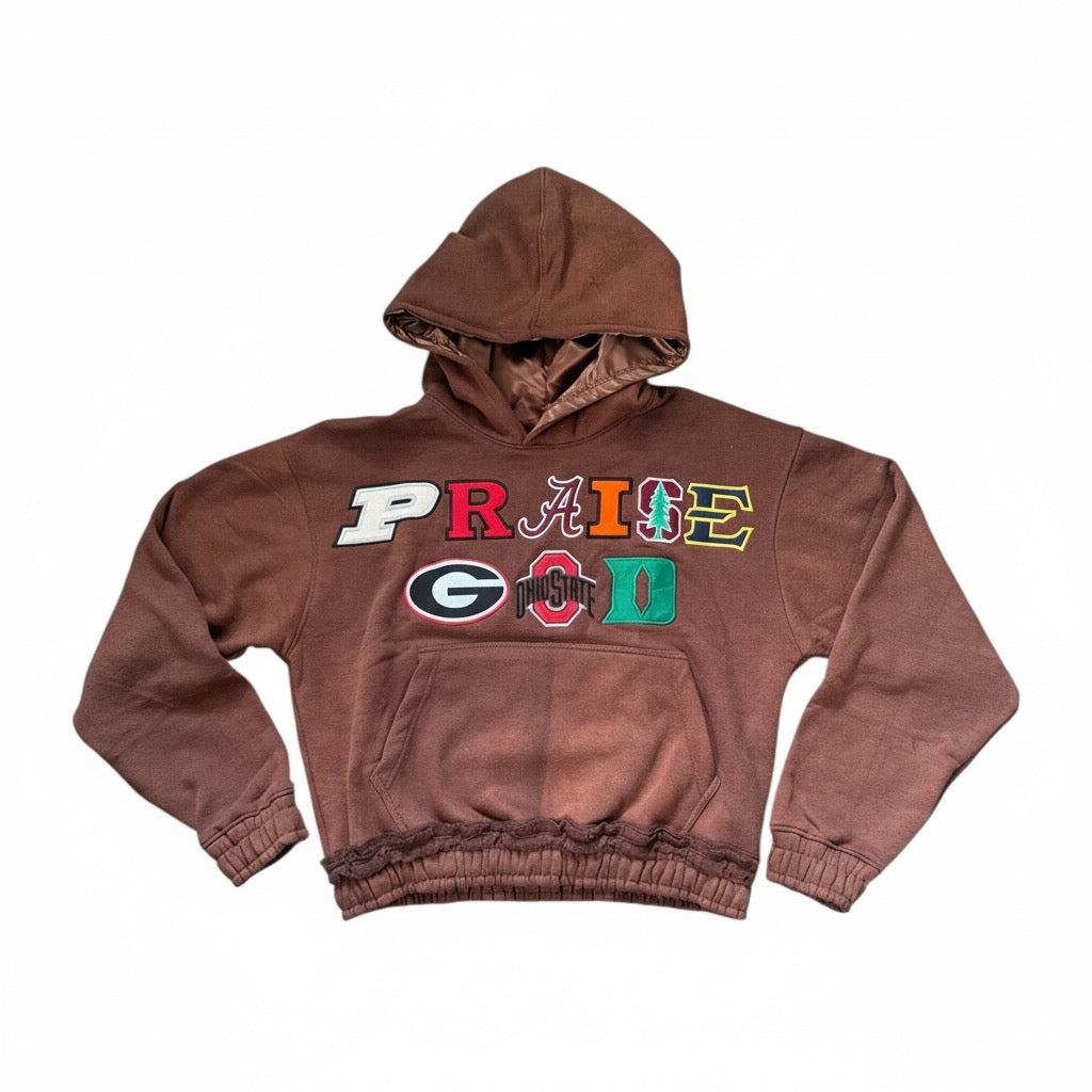 Praise GOD College Hoodie - Brown